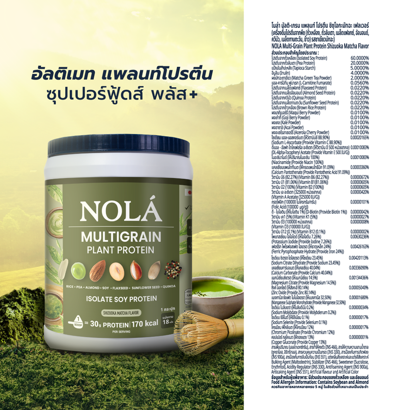 สูตรใหม่! โปรตีนพืช รส มัทฉะกรีนที 1 กระปุก Plant Protein + ซุปเปอร์ฟู้ดส์ Matcha