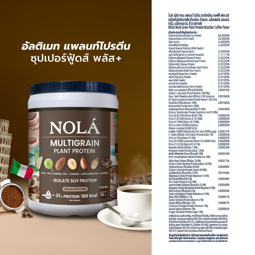 สูตรใหม่! โปรตีนพืช รส กาแฟจากอิตาลี 1 กระปุก Plant Protein + ซุปเปอร์ฟู้ดส์ Coffee