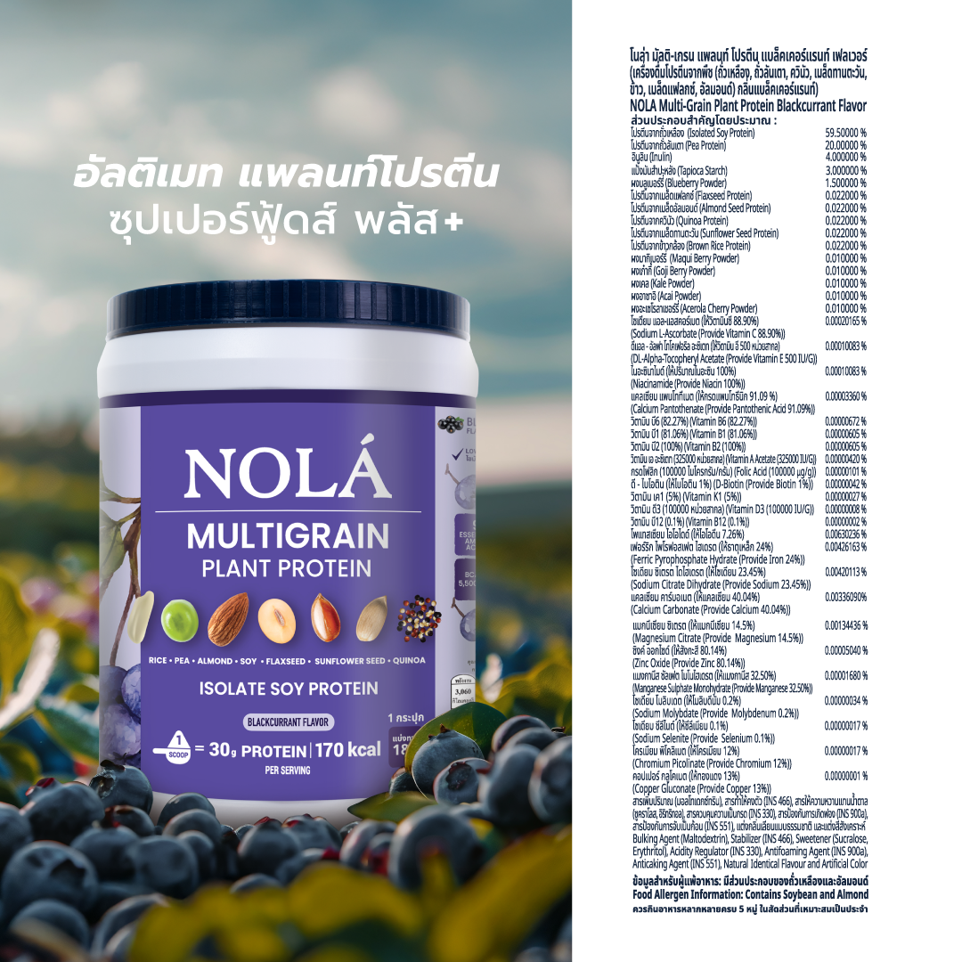 สูตรใหม่! โปรตีนพืช รสแบล็คเคอแร้นท์ 1 กระปุก Plant Protein Blackcurrant