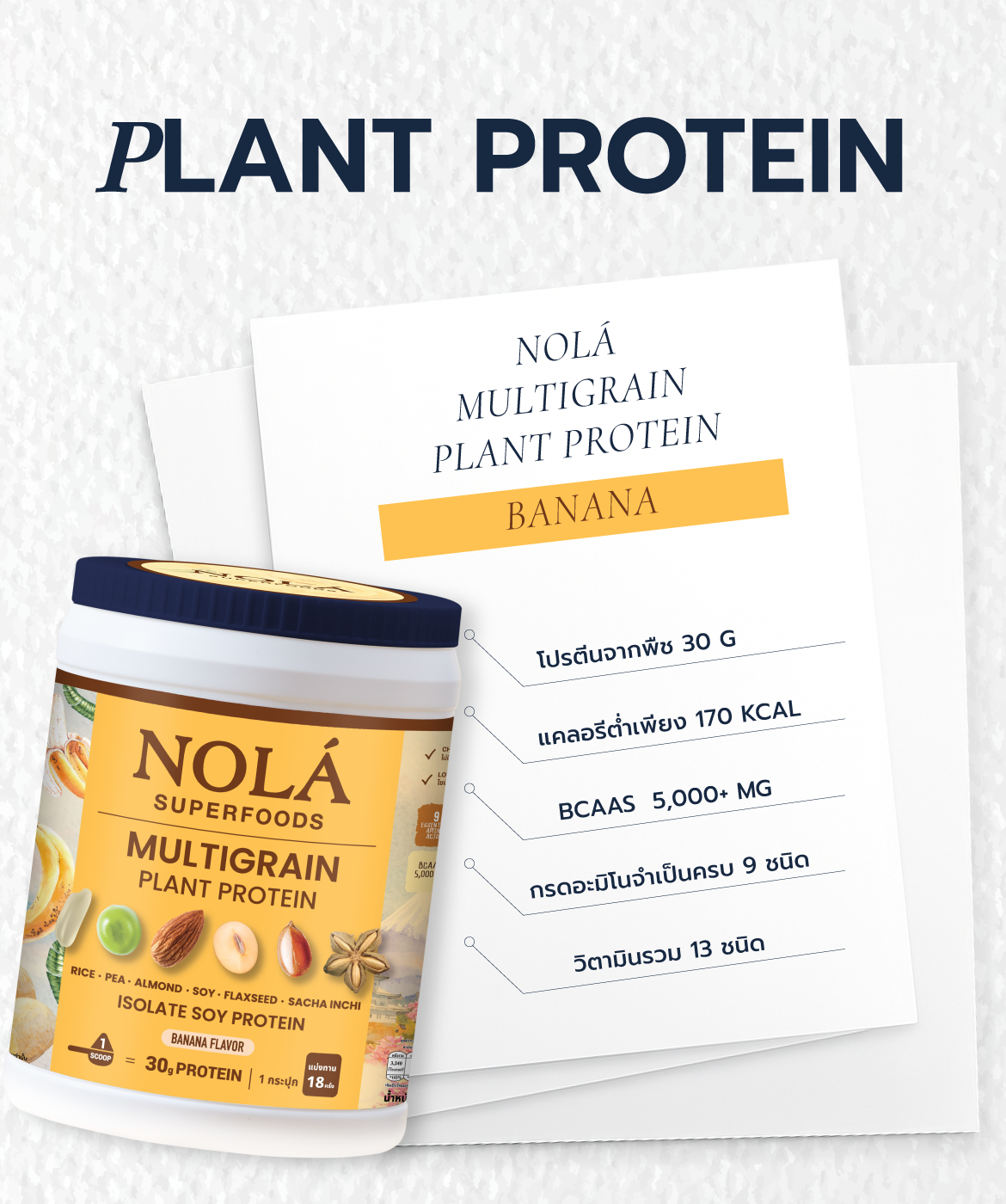 NOLA Superfoods Plant Protein Multigrain รสโตเกียวบานาน่า 2 กระปุก + Zinc 60 แคปซูล 1 กระปุก