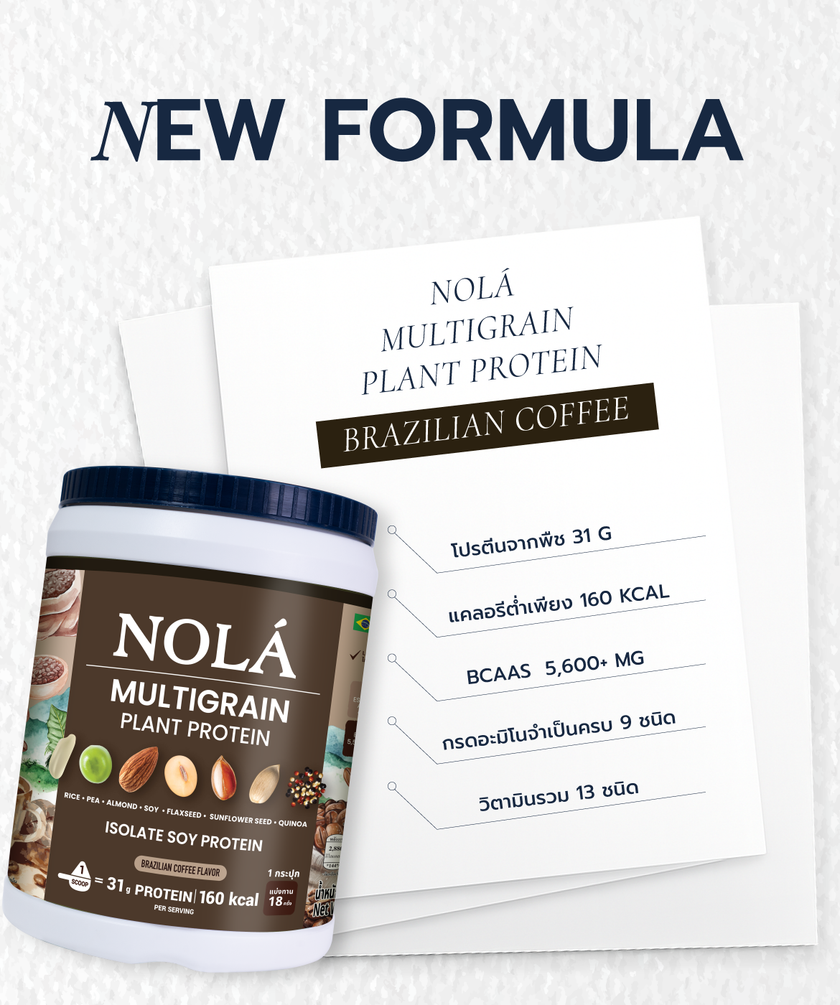 NOLA Superfoods Plant Protein Multigrain รสกาแฟ 2 กระปุก + Zinc 60 แคปซูล 1 กระปุก