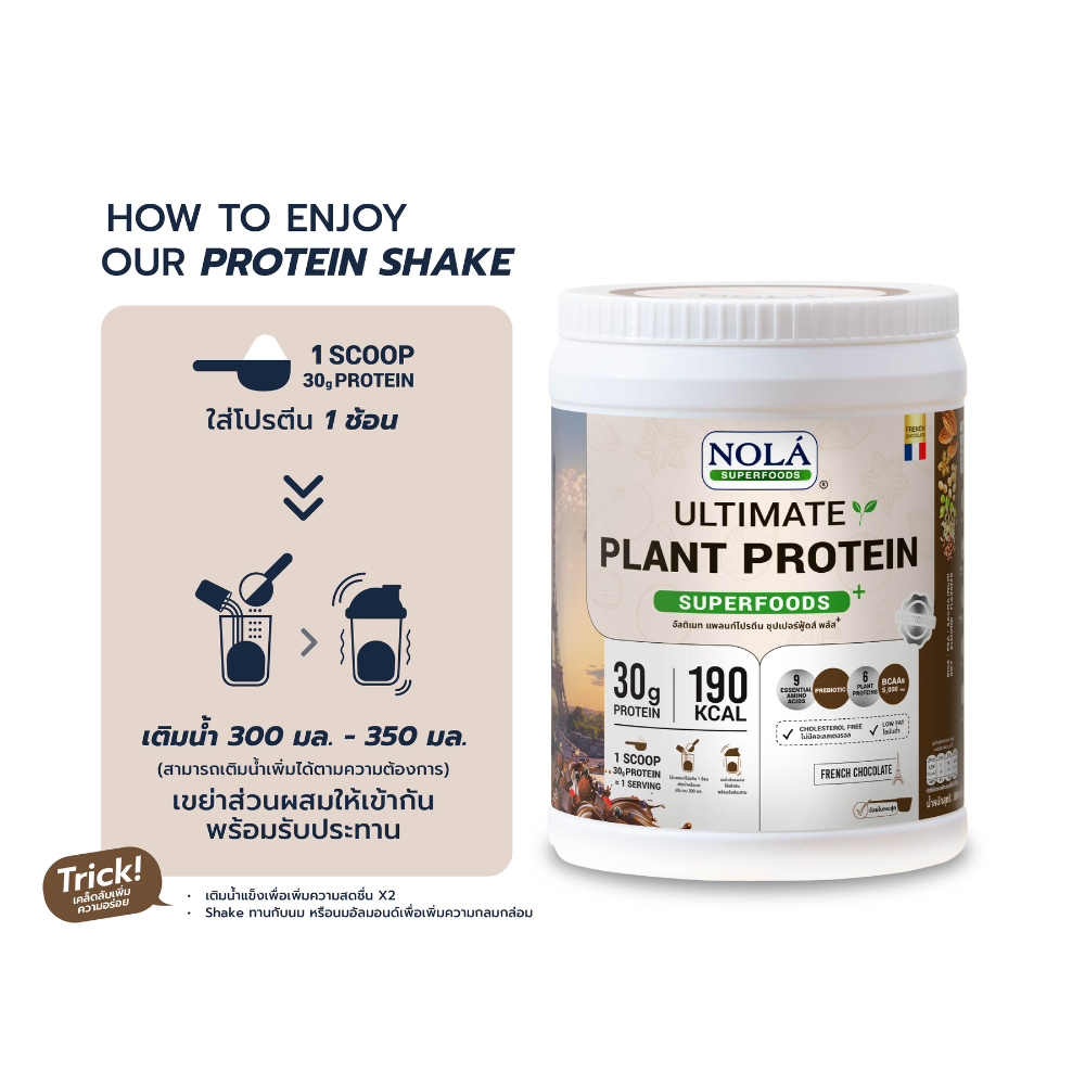 โปรตีนพืช รส ช็อกโกเเลต 1 กระปุก Plant Protein French Chocolate