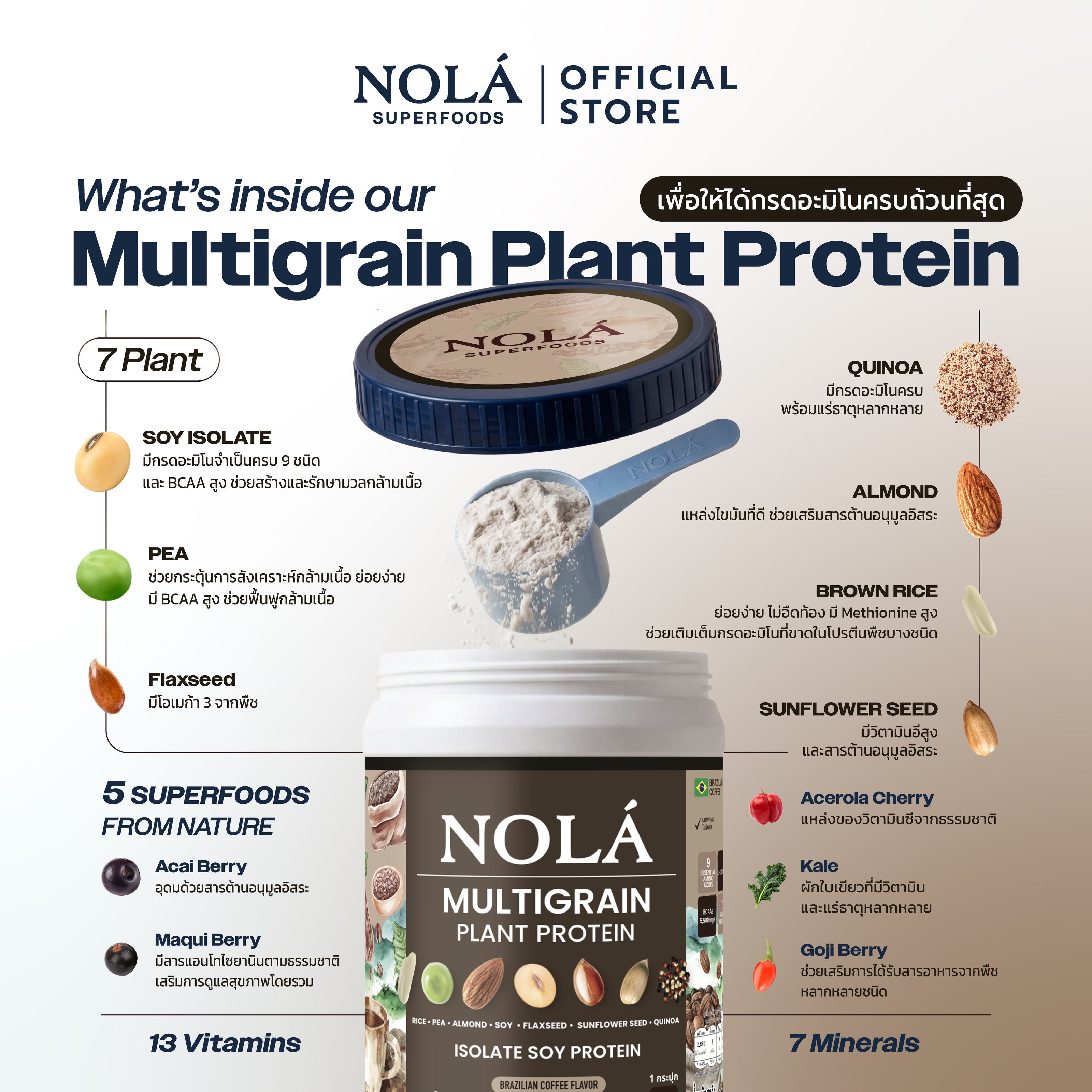 สูตรใหม่! โปรตีนพืช รส กาแฟจากอิตาลี 1 กระปุก Plant Protein + ซุปเปอร์ฟู้ดส์ Coffee