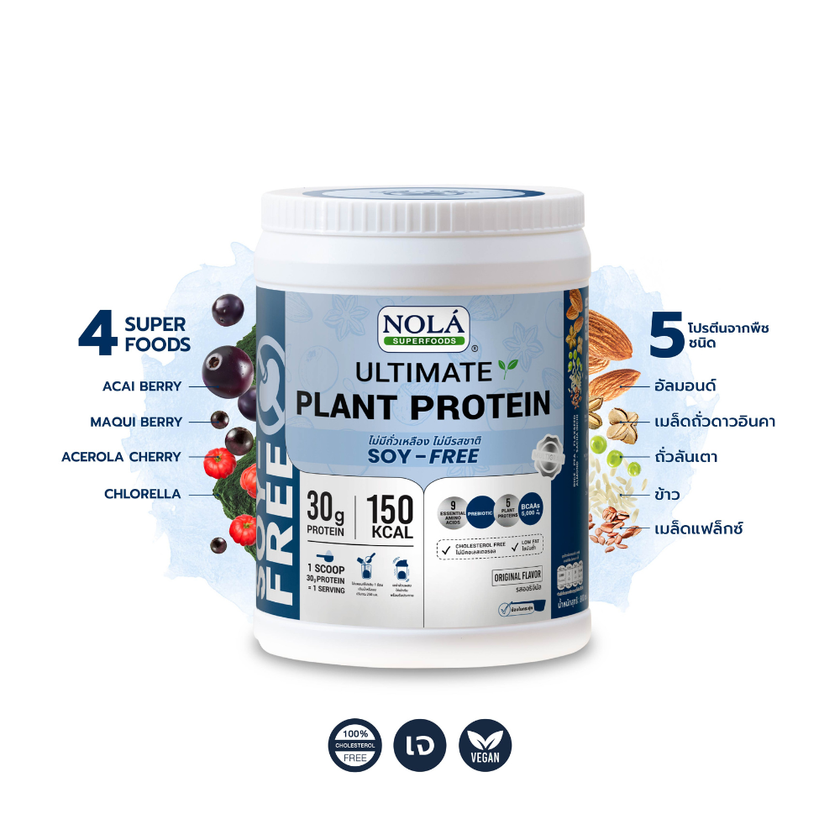 โปรตีนพืช รสออริจินอล SOY FREE 1 กระปุก + ซุปเปอร์ฟู้ดส์ Plant Protein