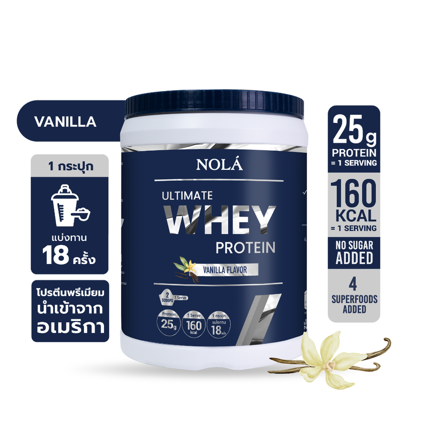 [โฉมใหม่] NOLÁ Superfoods แบรนด์ โนล่า เวย์โปรตีน รสวนิลา 1 กระปุก Whey Protein + ซุปเปอร์ฟู้ดส์ Vanilla