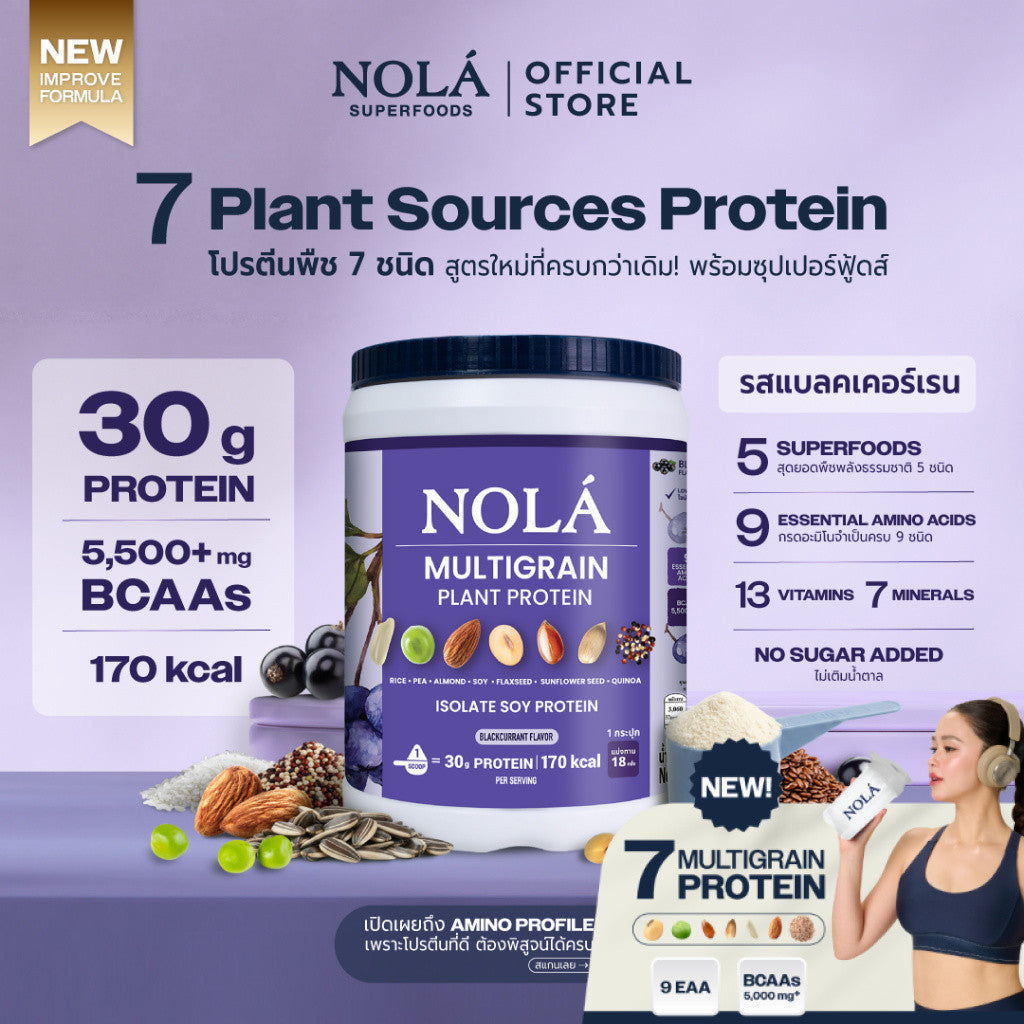 [EXP07022027] NOLÁ Superfoods โนล่า โปรตีนพืช รสแบล็คเคอร์แรนท์ 1 กระปุก Plant Protein Blackcurrant