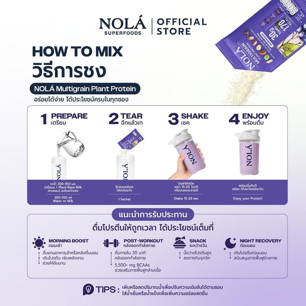 NOLÁ Superfoods โนล่า โปรตีนพืช  รสแบล็กเคอร์เรนต์ เบอร์รี่ 1 กล่อง (สูตรใหม่) Multigrain Plant Protein Blackcurrant