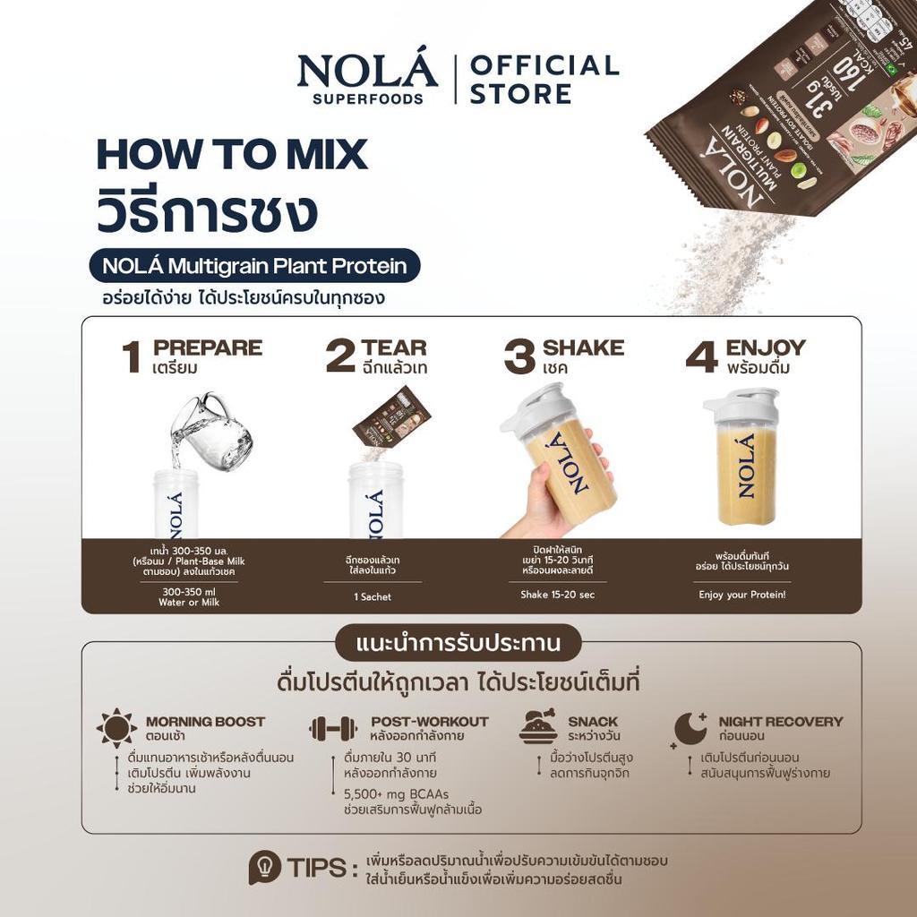 NOLÁ Superfoods โนล่า โปรตีนพืช  รสกาแฟจากบราซิล 1 กล่อง (สูตรใหม่) Multigrain Plant Protein Brazilian Coffee