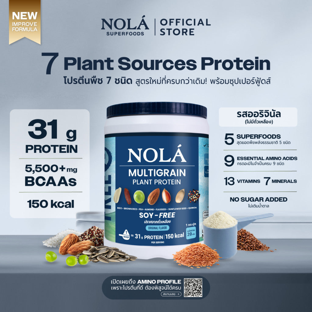 [EXP25032027] NOLÁ Superfoods โนล่า โปรตีนพืช รสออริจินอล SOY FREE 1 กระปุก + ซุปเปอร์ฟู้ดส์ Plant Protein