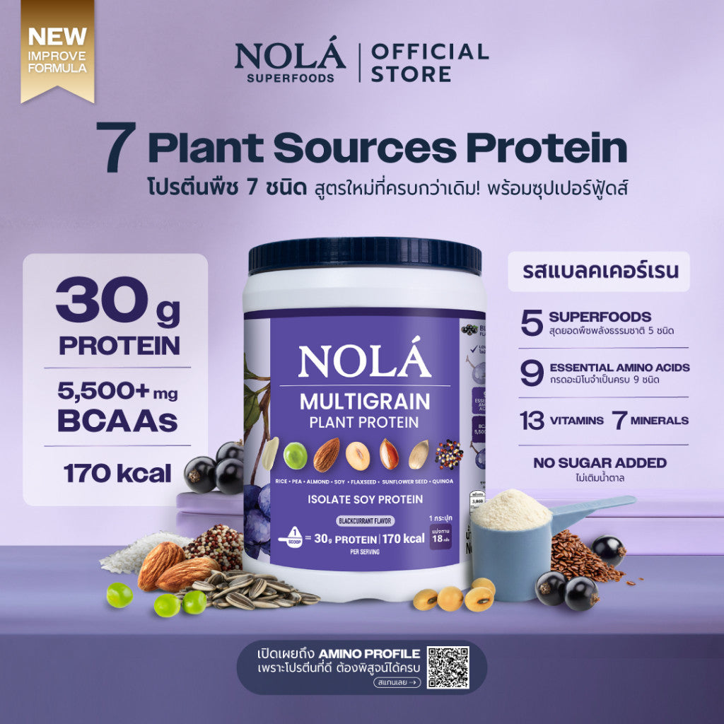[EXP07022027] NOLÁ Superfoods โนล่า โปรตีนพืช รสแบล็คเคอร์แรนท์ 1 กระปุก Plant Protein Blackcurrant