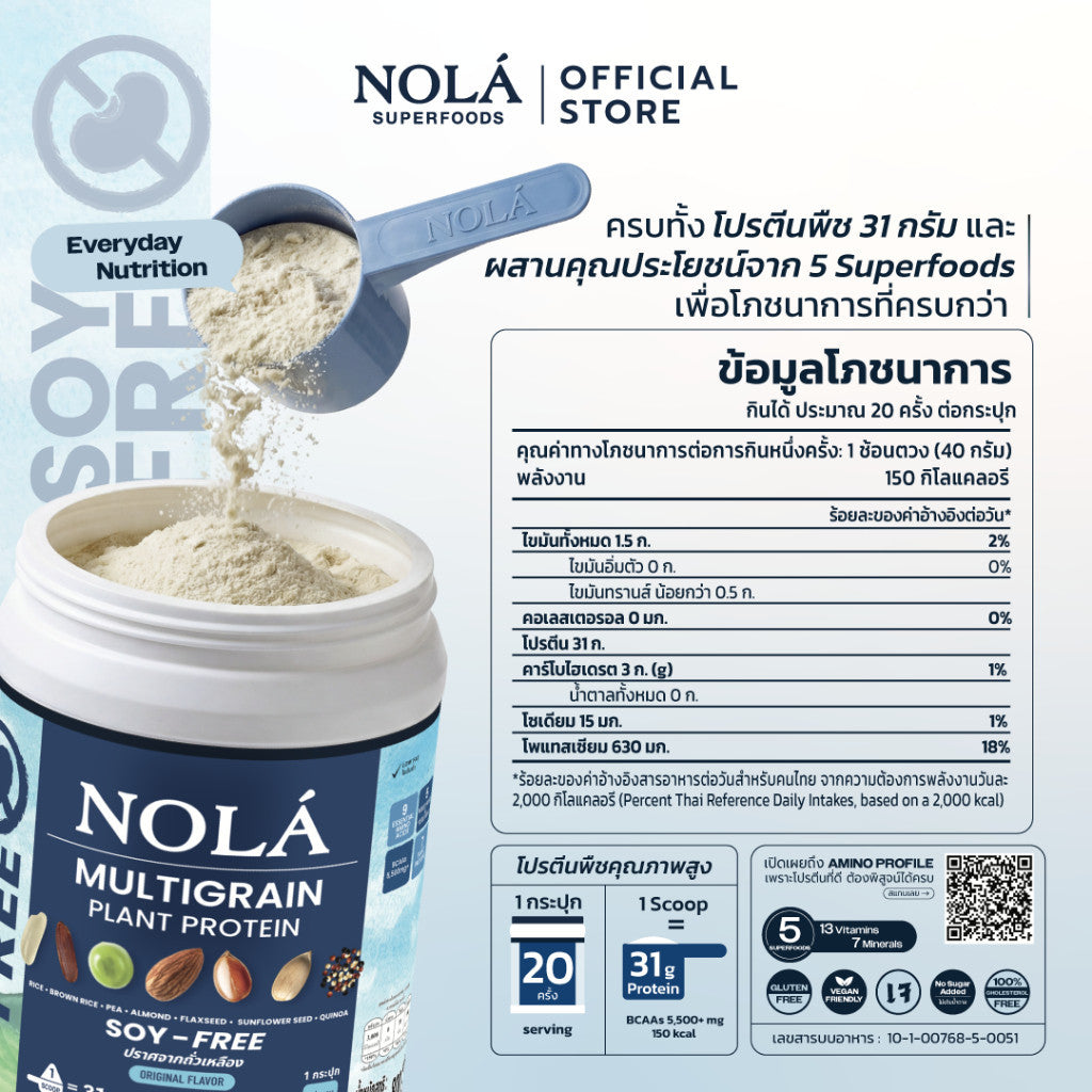 [EXP25032027] NOLÁ Superfoods โนล่า โปรตีนพืช รสออริจินอล SOY FREE 1 กระปุก + ซุปเปอร์ฟู้ดส์ Plant Protein