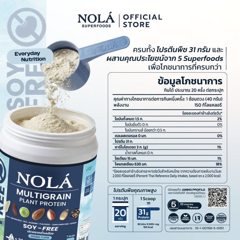 [EXP25032027] NOLÁ Superfoods โนล่า โปรตีนพืช รสออริจินอล SOY FREE 1 กระปุก + ซุปเปอร์ฟู้ดส์ Plant Protein