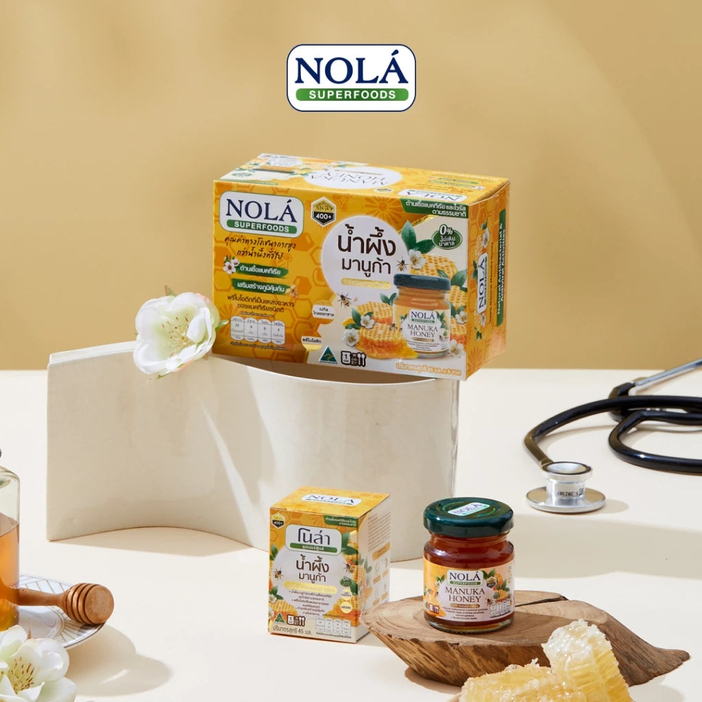 พร้อมดื่ม มานูก้า ฮันนี่ 12 ขวด แบรนด์ โนล่า ซุปเปอร์ฟู้ดส์ Manuka Drink