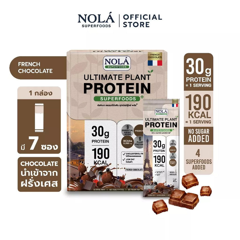โปรตีนพืช รส ช็อกโกเเลต 1 กล่อง (7 ซอง) Plant Protein+ ซุปเปอร์ฟู้ดส์ Chocolate