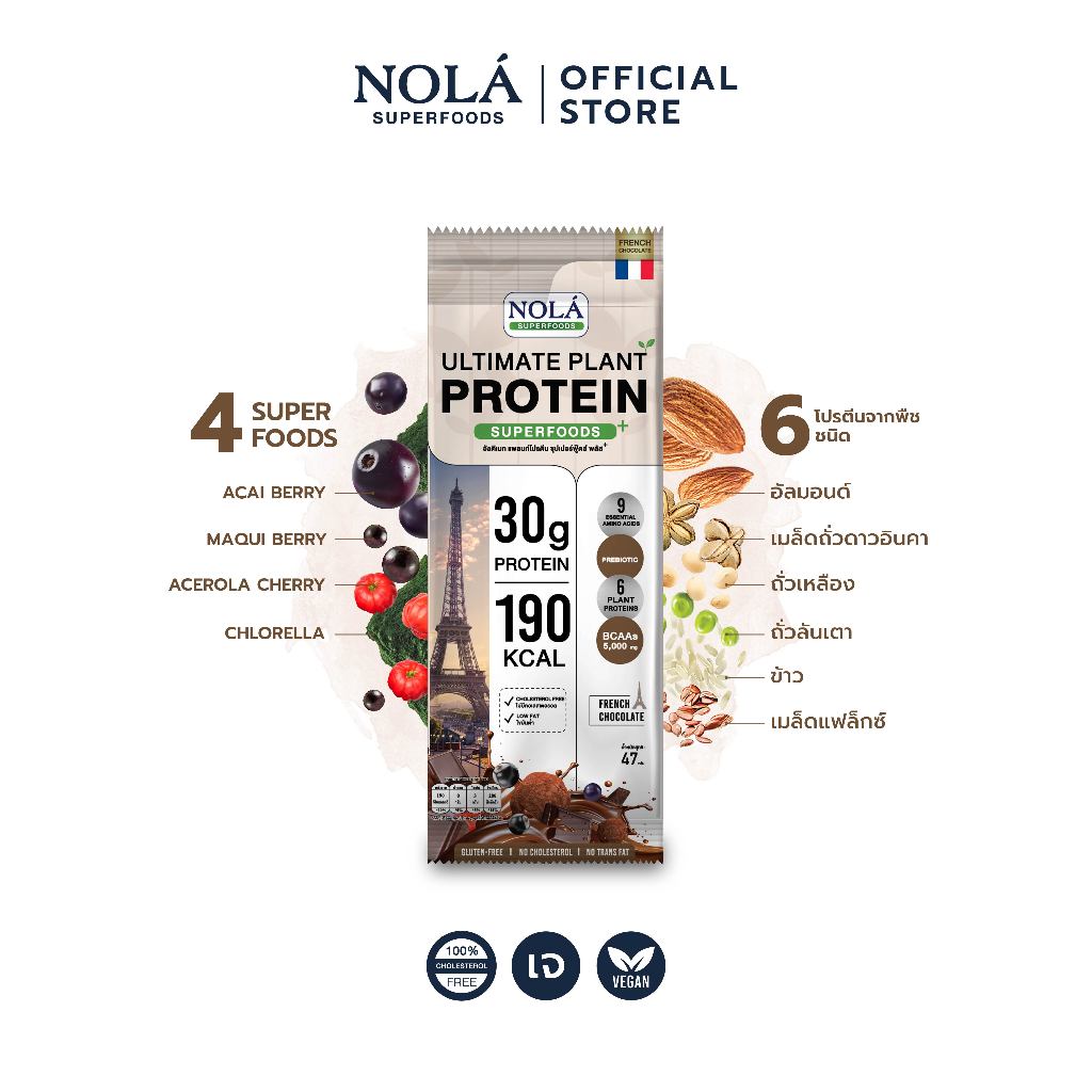 [CLEARANCE] NOLÁ Superfoods โนล่า โปรตีนพืช รส ช็อกโกเเลต 1 กล่อง (7 ซอง) EXP240626 Plant Protein+ ซุปเปอร์ฟู้ดส์ Chocolate