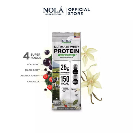 โปรตีนพืช รสวนิลา 1 กล่อง (7 ซอง) Whey Protein + ซุปเปอร์ฟู้ดส์ Vanilla
