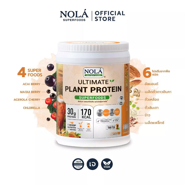 โปรตีนพืช รส ชาไทย 1 กระปุก Plant Protein + ซุปเปอร์ฟู้ดส์ Thai tea