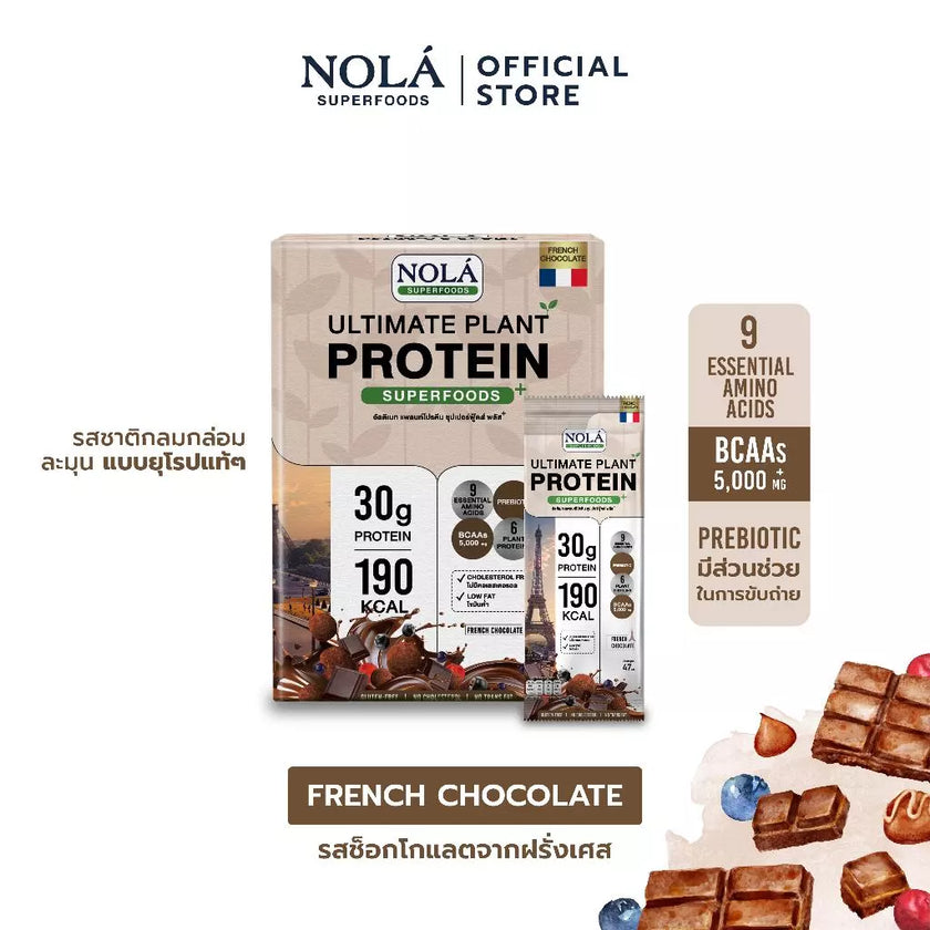 โปรตีนพืช รส ช็อกโกเเลต 1 กล่อง (7 ซอง) Plant Protein+ ซุปเปอร์ฟู้ดส์ Chocolate